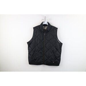 Vintage Y2K Dickies Womens XL Spell Out Lined Quilted Puffer Vest Jacket Black